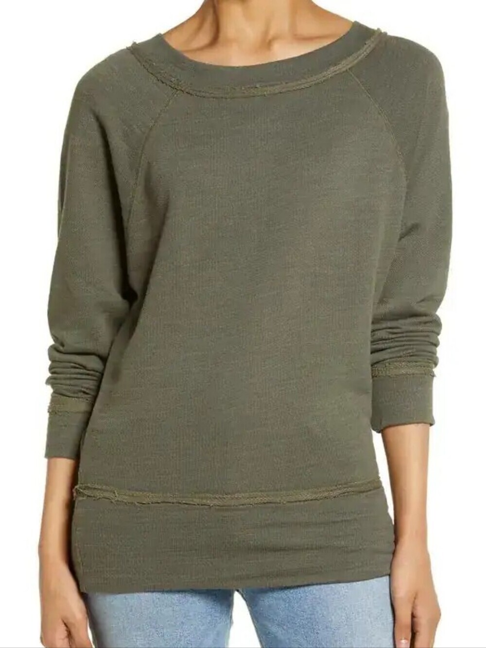 Caslon Dolman Sleeve Top Women XS Olive Cotton Minimalist